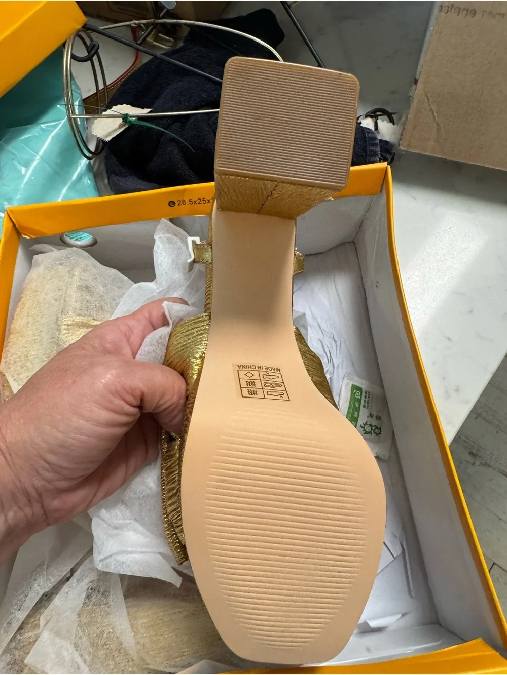 Gold Textured Platform Heels